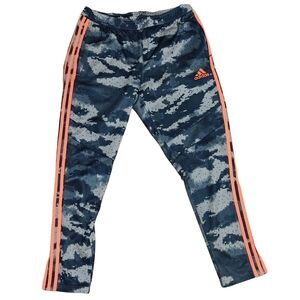 Adidas mens camo joggers with orange stripes size L